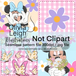 Minnie Mouse, Patchwork, Seamless Pattern. Digital Paper. DIGITAL DOWNLOAD Printable