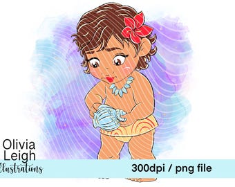 Baby, Toddler, Princess Moana, Cute Glitter Clipart PNG Files DIGITAL DOWNLOAD Sublimation Printable