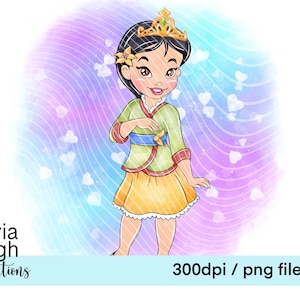 Baby Toddler Princess Mulan Cute Clipart PNG Files DIGITAL DOWNLOAD  Printable