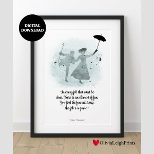 Mary Poppins And Bert Watercolour Word Art Quote Print-Wall Art-Gift-Nursery DIGITAL DOWNLOAD Printable
