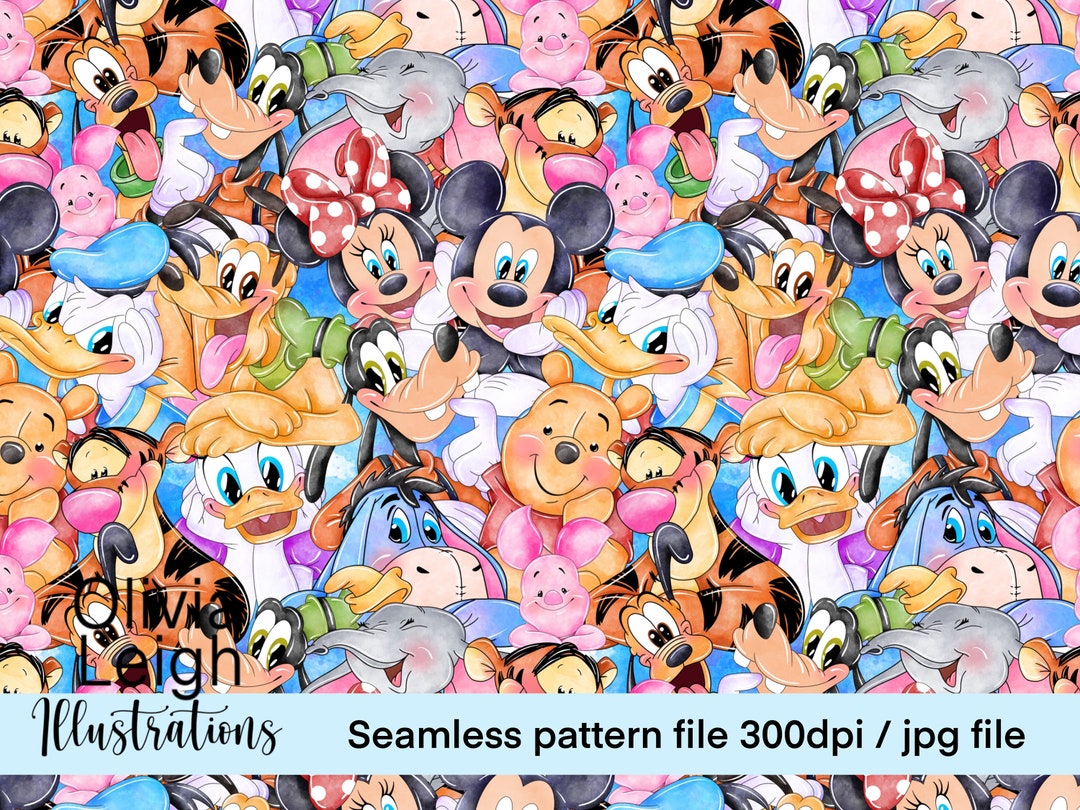 Mickey Small Pattern Mickey and Friends Cute Seamless Pattern. Digital Paper. - Etsy