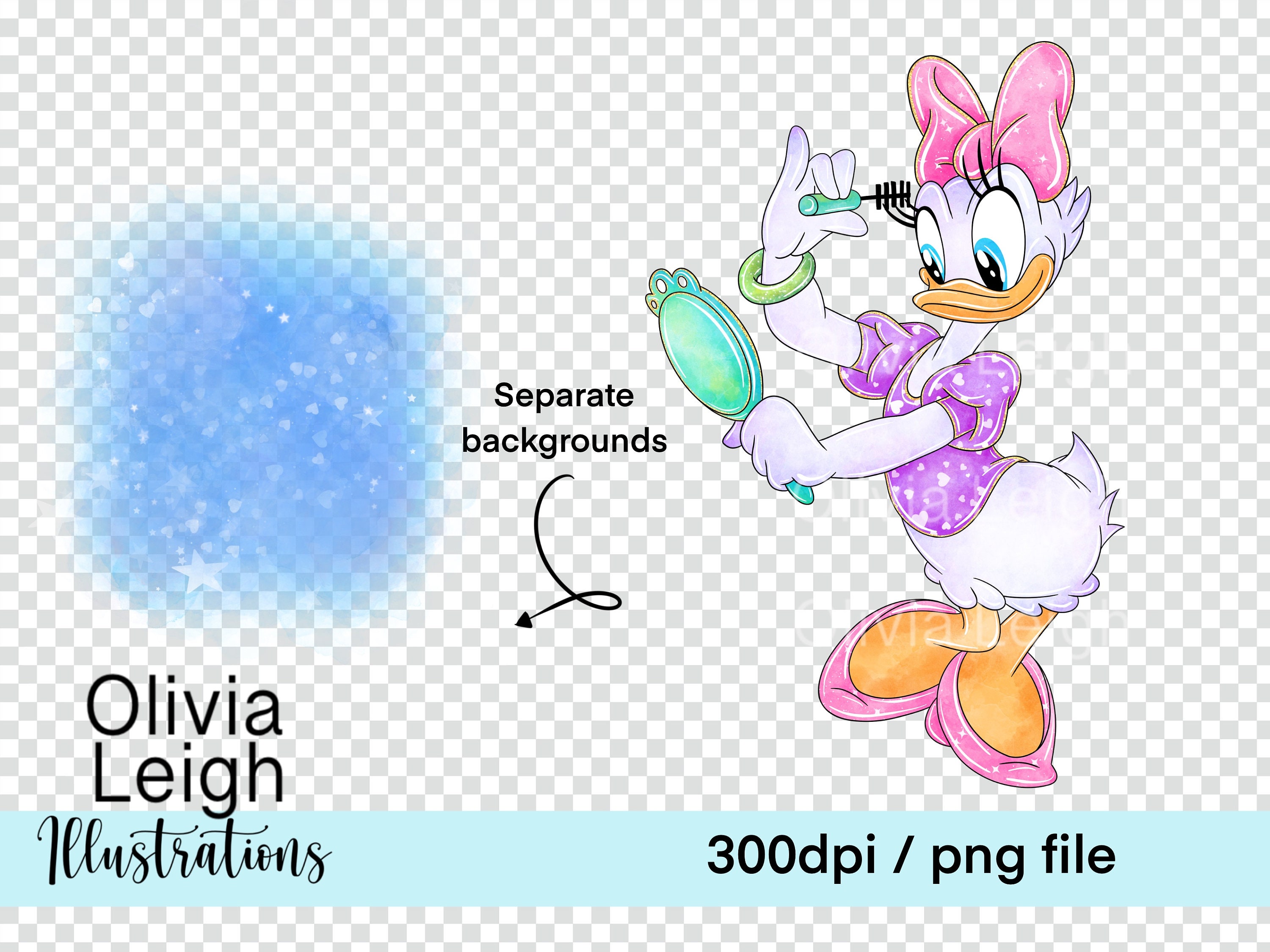 Daisy Duck Cute Clipart PNG Files DIGITAL DOWNLOAD Children's Design ...