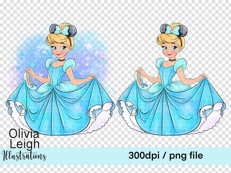 Cinderella Cute Hand Drawn Clipart PNG Files DIGITAL DOWNLOAD Printable ...