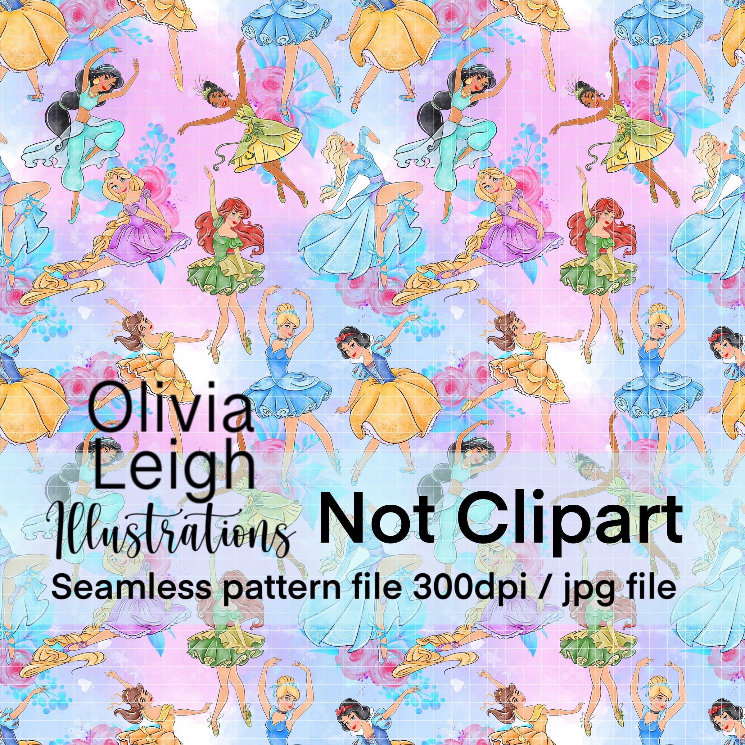 Cute Princess Ballerina, Ballet Dancer Seamless Pattern. Digital Paper ...
