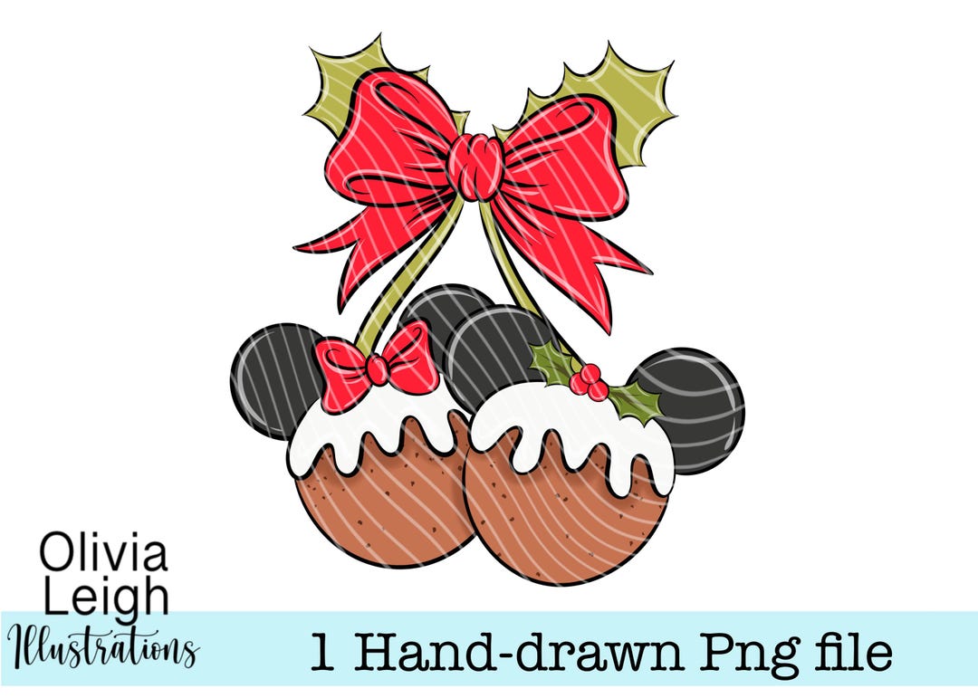 Minnie and Mickey Christmas Puddings, Cherries, Cute Coquette PNG Files ...