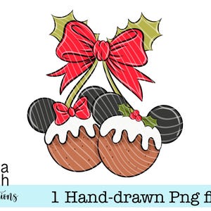 Minnie and Mickey Christmas Puddings, Cherries, Cute Coquette PNG Files ...