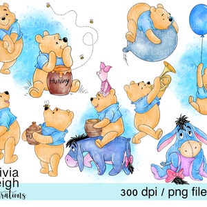 Winnie l'ourson et Bourriquet mignon Clipart PNG fichiers TÉLÉCHARGEMENT NUMÉRIQUE imprimable