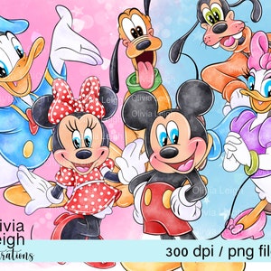 Conjunto de archivos PNG de Mickey Mouse y sus amigos, descarga digital, imprimible