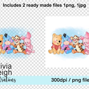 Cute Baby Winnie The Pooh Eeyore Clipart Sublimation PNG Files DIGITAL DOWNLOAD Printable image 2