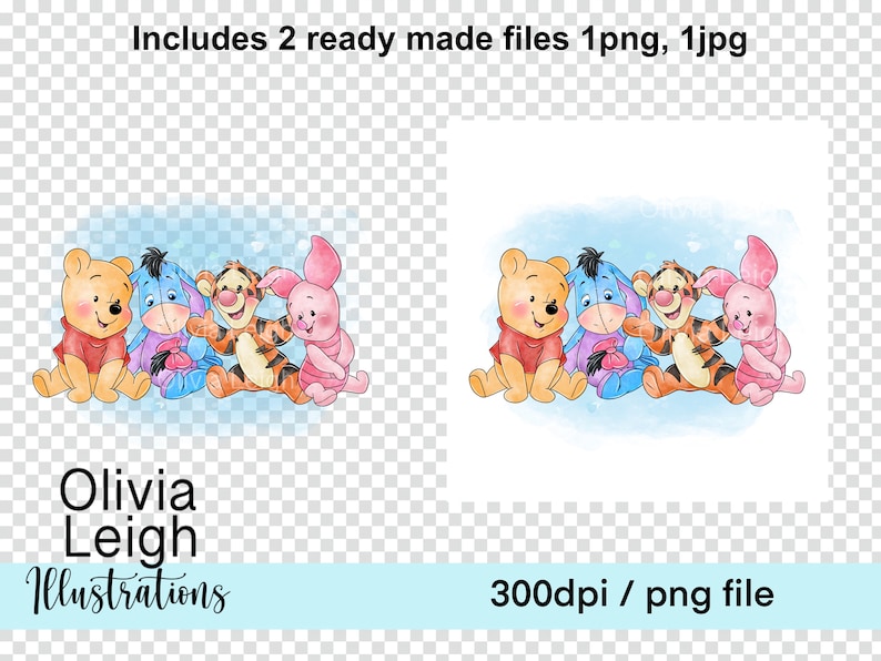 Cute Baby Winnie The Pooh Eeyore Clipart Sublimation PNG Files DIGITAL DOWNLOAD Printable image 2