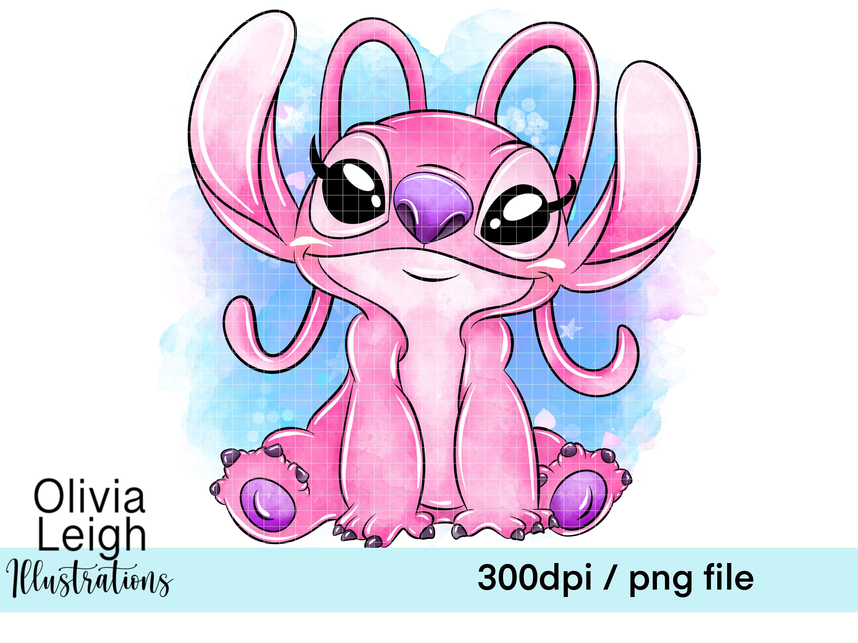 Stitch Angel Cute Hand Drawn Clipart PNG Files DIGITAL DOWNLOAD Printable
