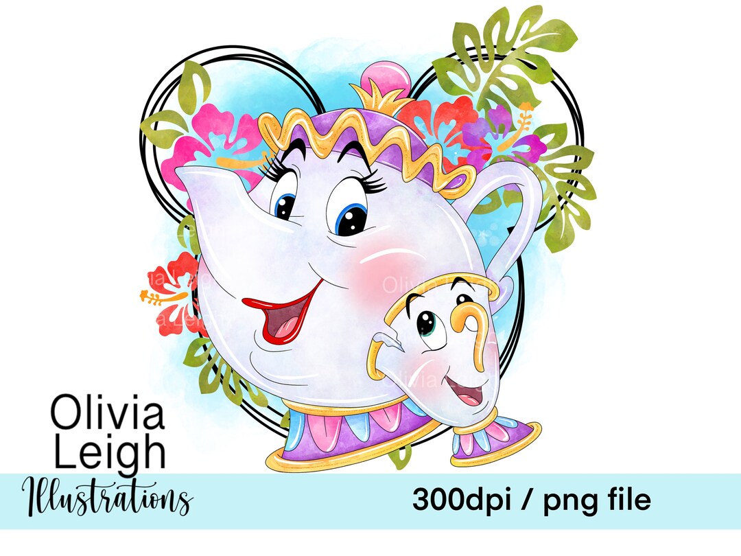 Beauty and the Beast Mrs Pots and Chip Cute Clipart Sublimation PNG ...