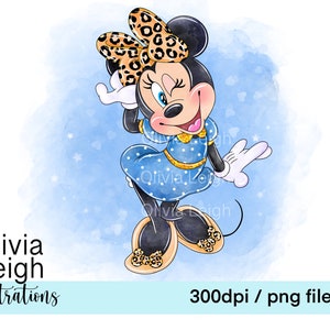 Minnie Cute Leopard Print Clipart PNG Files DOWNLOAD DIGITALE Stampabile a sublimazione per bambini