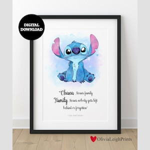 Stitch Watercolour Word Art Quote Print-Wall Art-Gift-Nursery DIGITAL DOWNLOAD Printable