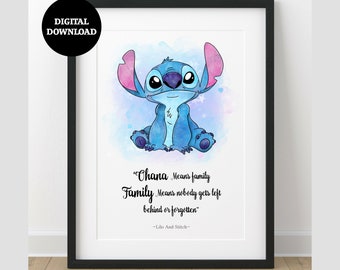Stitch Watercolour Word Art Quote Print-Wall Art-Gift-Nursery DIGITAL DOWNLOAD Printable