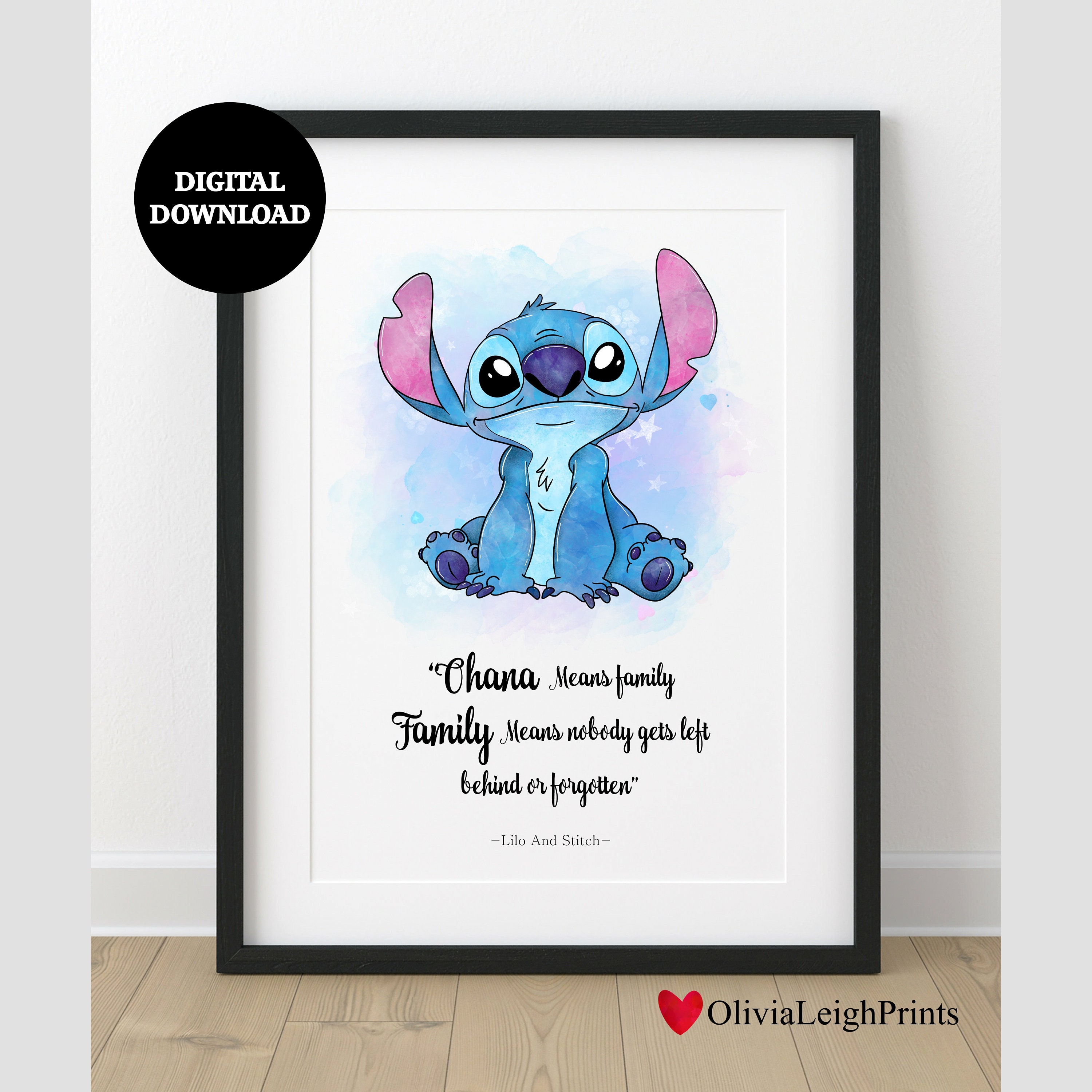 Stitch Wall Decal Vinyl Sticker Sign Nursery Mouse Ears Ohana Wall Art Kids  Room Decor Poster Gift Mural No Background Stencil Print 2319 