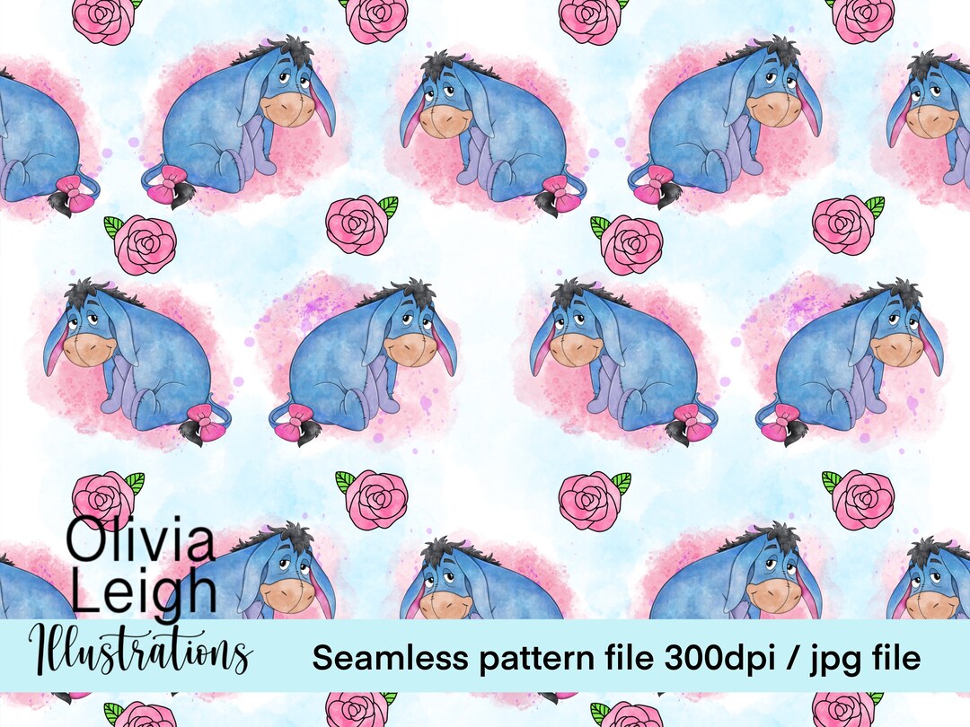 Winnie the Pooh Eeyore Cute Seamless Pattern. Digital Paper. DIGITAL DOWNLOAD Commercial Use ...