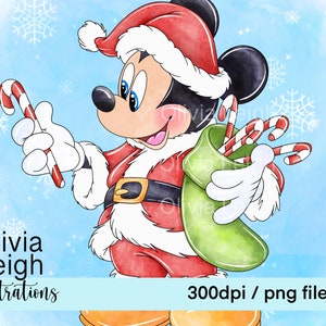 Mickey y Minnie Mouse Navidad Lindo Clipart PNG Archivos DESCARGA DIGITAL Imprimible