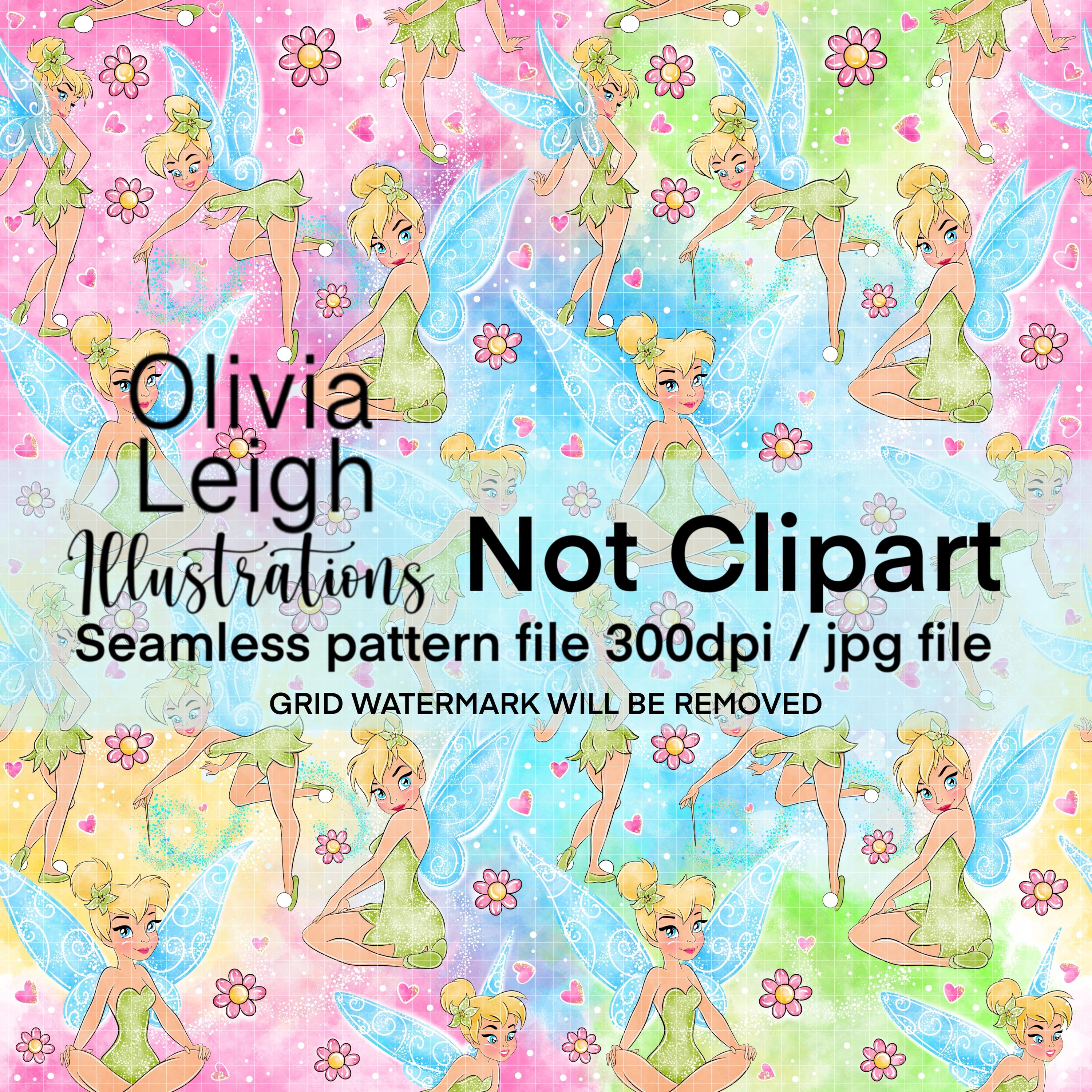 Cute Princess Tinkerbell Seamless Repeat Pattern. Digital Paper. Hand ...