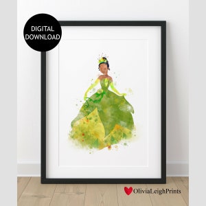 Princess Tiana Watercolour Art Print-Wall Art-Gift-Nursery DIGITAL DOWNLOAD Printable