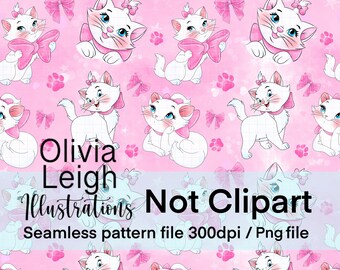 Cute Aristocats Seamless Repeat Pattern. Digital Paper. DIGITAL DOWNLOAD