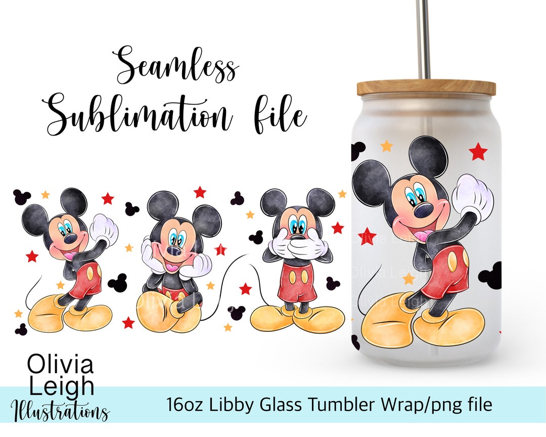 Mickey Wrap PNG File DIGITAL DOWNLOAD 16oz Glass Tumbler Design - Etsy