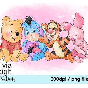 Cute Baby Winnie The Pooh Eeyore Clipart Sublimation PNG Files DIGITAL DOWNLOAD Printable