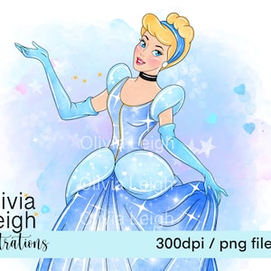 Princess Cinderella Cute Clipart PNG Files DIGITAL DOWNLOAD Commercial Use Printable