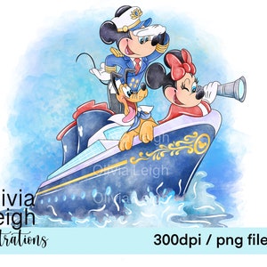 Archivos de imágenes prediseñadas de sublimación de Mickey Mouse Cruise Boat PNG DESCARGA DIGITAL Imprimible