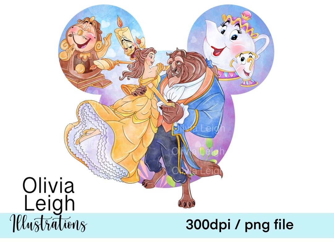 Beauty and the Beast Princess Belle Cute Clipart Sublimation PNG Files ...