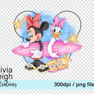 Minnie and Daisy Duck Cute Beach Clipart Sublimation PNG Files DIGITAL ...