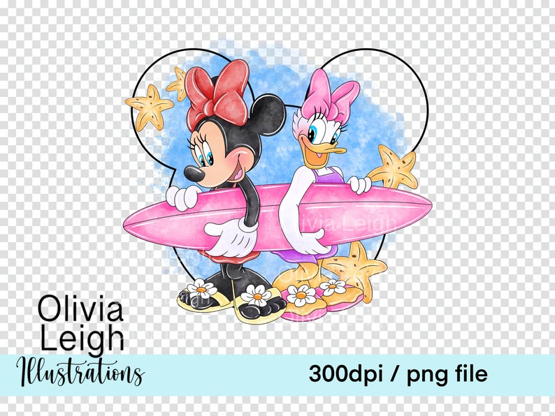 Minnie and Daisy Duck Cute Beach Clipart Sublimation PNG Files DIGITAL ...