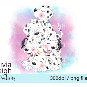 101 Dalmatian's Puppy Dog Cute Clipart PNG Files DIGITAL DOWNLOAD  Printable