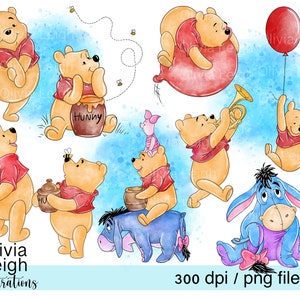 Winnie The Pooh And Eeyore Cute Clipart PNG Files DIGITAL DOWNLOAD Printable