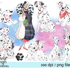 Set Of 101 Dalmatian's Dog Puppy Cute Clipart PNG Files DIGITAL DOWNLOAD Printable