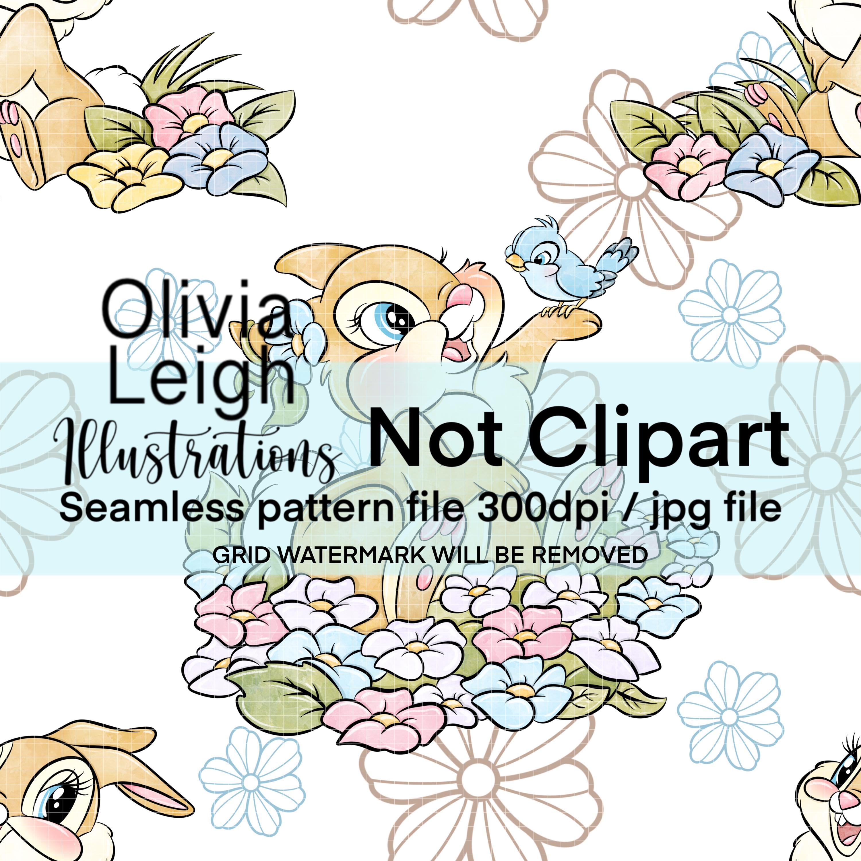 Bambi, Miss Bunny Cute Seamless Repeat Pattern. Digital Paper. Hand ...