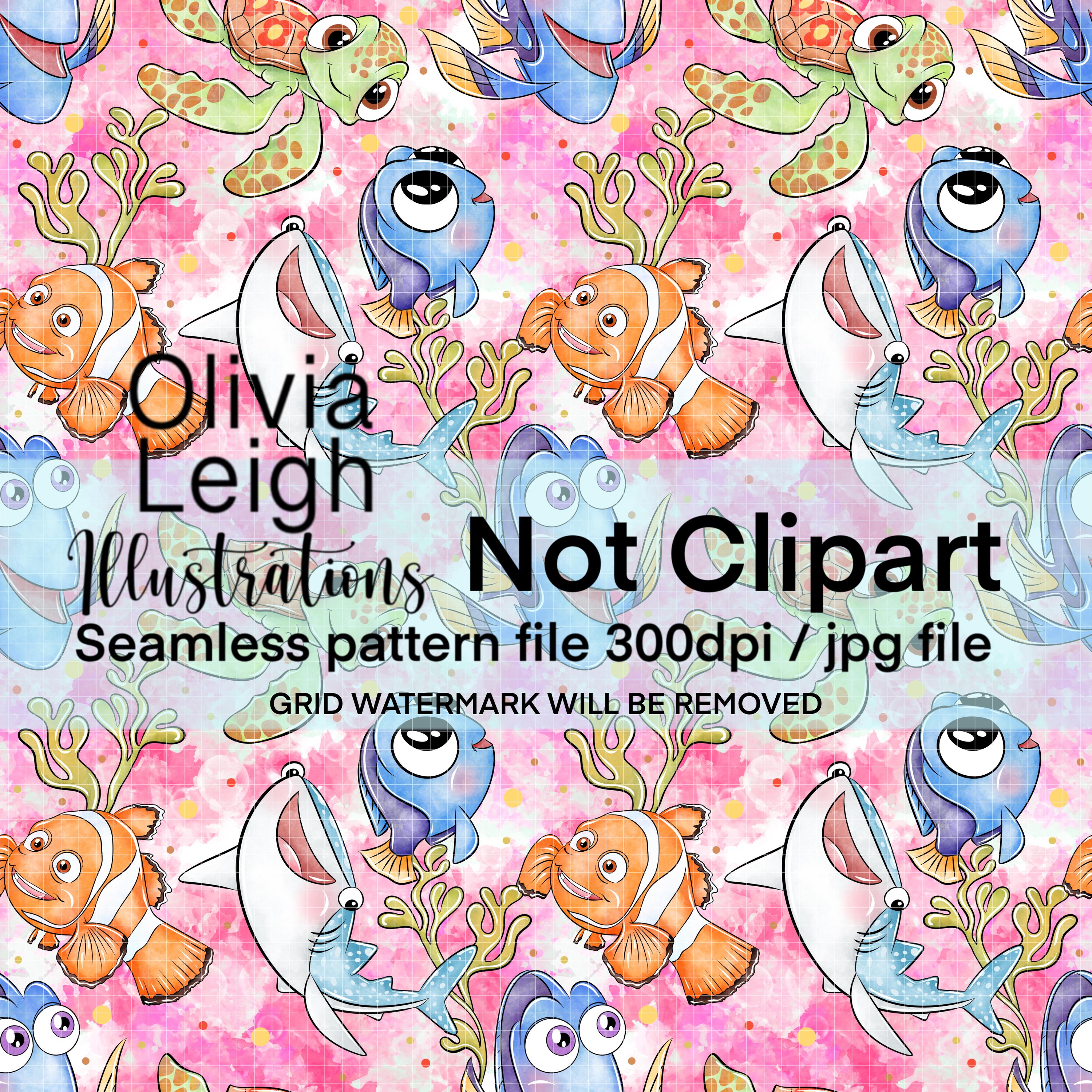 Finding Nemo, Finding Dory, Cute, Seamless Repeat Pattern. Digital ...