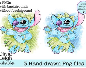 Lilo e Stitch Summer Hula Clipart carino PNG Files DOWNLOAD DIGITALE Stampabile