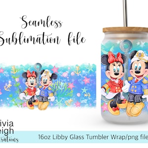 Archivo PNG de Mickey y Minnie Wrap DESCARGA DIGITAL Diseño de vaso de vidrio de 16 oz