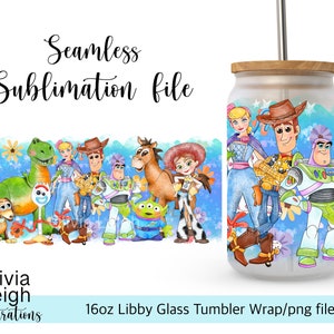 Toy Story Wrap PNG File DIGITAL DOWNLOAD 16oz Glass Tumbler Design