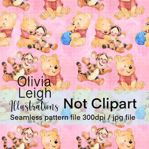 Cute Baby Winnie The Pooh And Tigger Seamless Pattern. Digital Paper. DIGITAL DOWNLOAD Printable