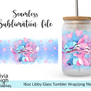 Lindo diseño de vaso de vidrio de 16 oz con diseño de sublimación de puntada PNG DESCARGA DIGITAL imagen 1