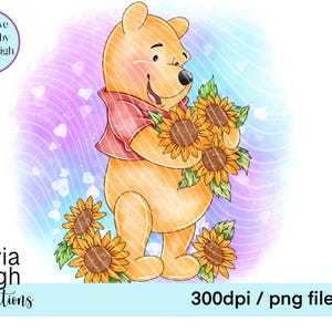Winnie The Pooh, Frühling niedliche Clipart PNG-Dateien DIGITAL DOWNLOAD Printable