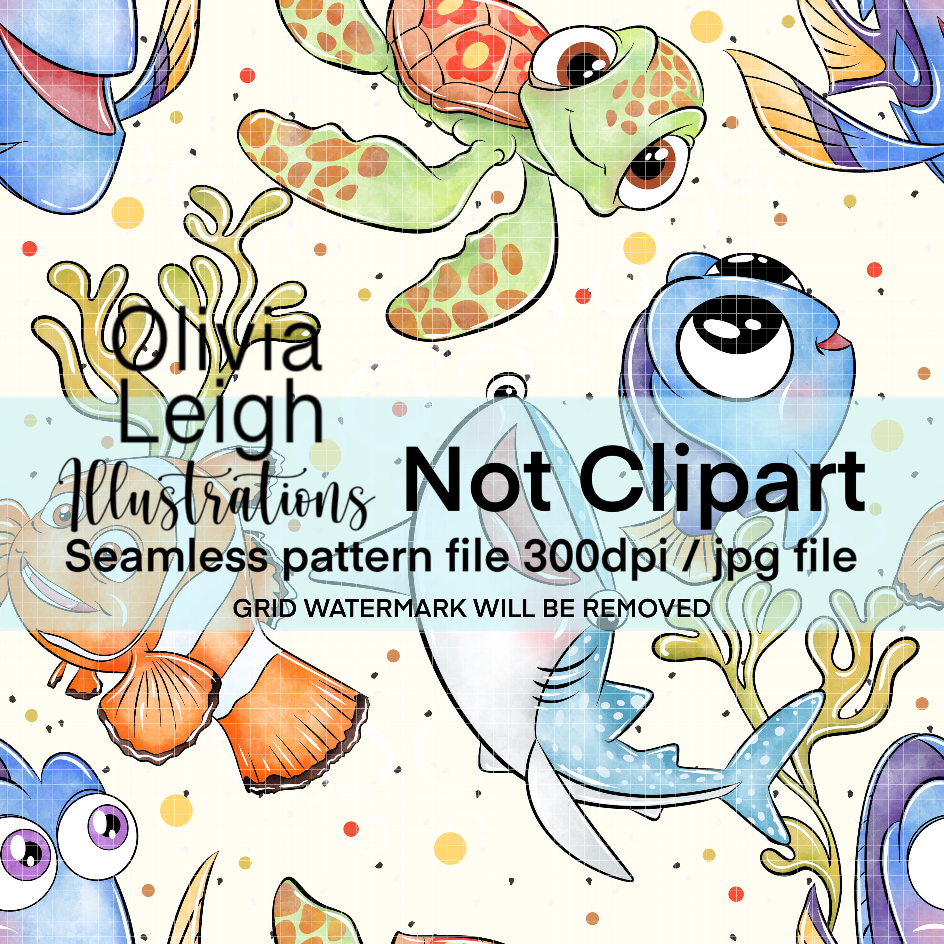 Finding Nemo, Finding Dory, Cute, Seamless Repeat Pattern. Digital ...