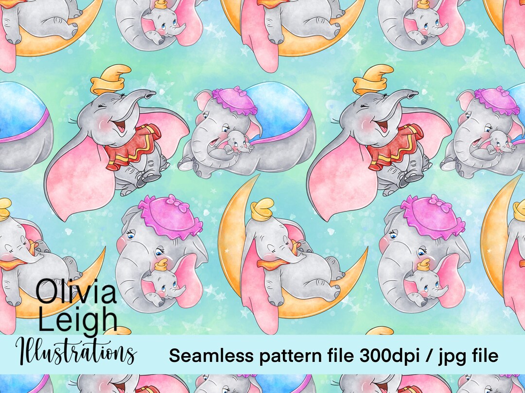 Dumbo Cute Seamless Pattern. Digital Paper. DIGITAL DOWNLOAD - Etsy
