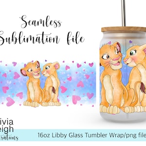 Lion King sublimatie wrap PNG-bestand DIGITALE DOWNLOAD 16oz glazen bekerontwerp
