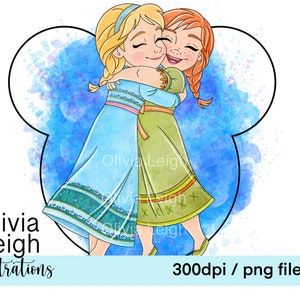 Elsa e Anna congelati Clipart carino Sublimazione PNG Files DOWNLOAD DIGITALE Stampabile
