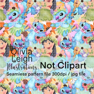 Lilo mignon et modèle sans couture de point. Papier numérique. TÉLÉCHARGEMENT NUMÉRIQUE Imprimable