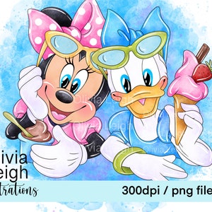 Lindos archivos PNG de sublimación de Minnie y Daisy Duck de verano DESCARGA DIGITAL Imprimible