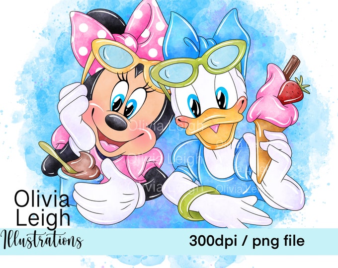 Cute Summer Minnie and Daisy Duck Clipart Sublimation PNG Files DIGITAL ...